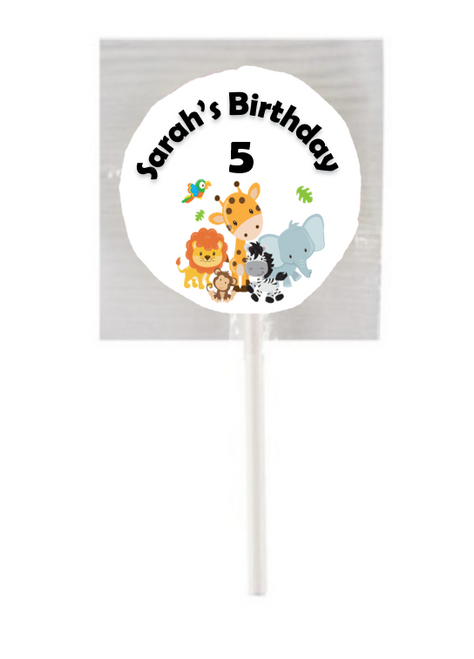 Personalised Safari Animals Lollipops (15 Pack)
