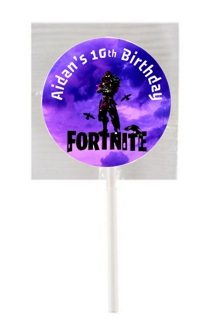 Personalised Fortnite Purple Sky Lollipops (15 Pack)