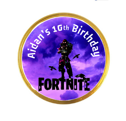 Personalised Fortnite Purple Sky Chocolate Coins (15 Pack)
