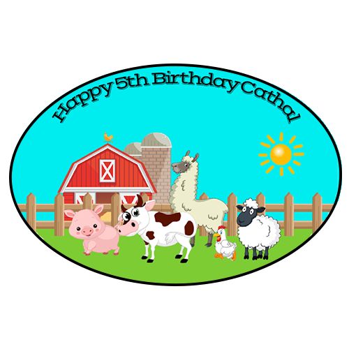 Personalised Farm Animals Oval Labels (8 Pack)