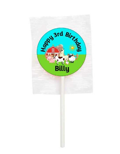 Personalised Farm Animals Lollipops (15 Pack)