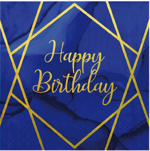Navy & Gold Happy Birthday Napkins