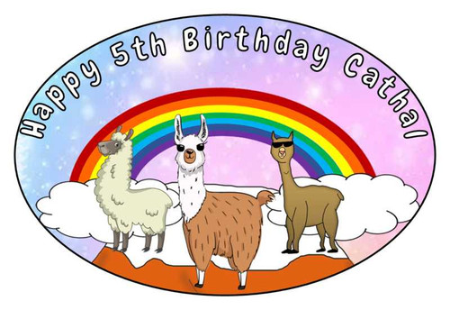 Personalised Llama Oval Labels (8 Pack)