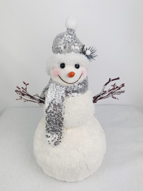 Shiny Silver Snowman Decoration