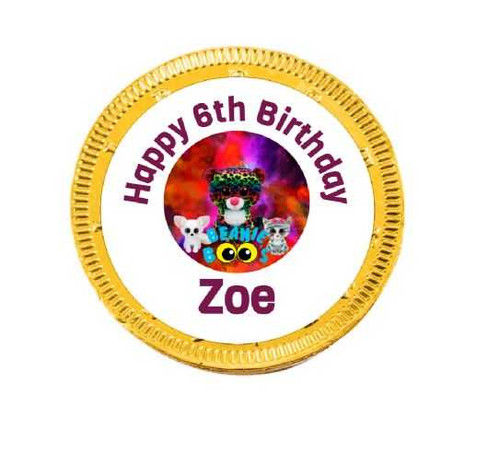 Personalised Beanie Boo Chocolate Coins (15 Pack)