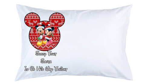 Minnie Mouse and Mickey Mouse Christmas Pillow Case