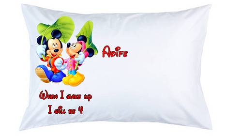 Personalised Minnie Mouse and Mickey Mouse Pillow Case
