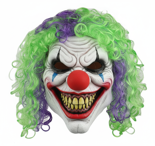 Clown Mask Yellow Eyes with Purple-Green Wig