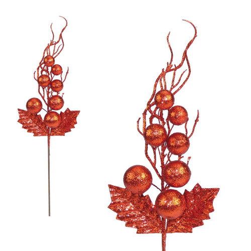 Red Glitter Bauble Pick