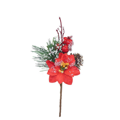 Small Red Poinsettia Pick