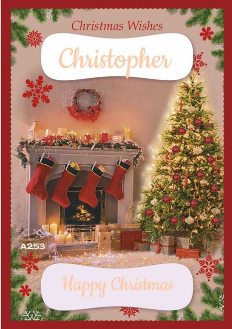Personalised Christmas Fireplace Card