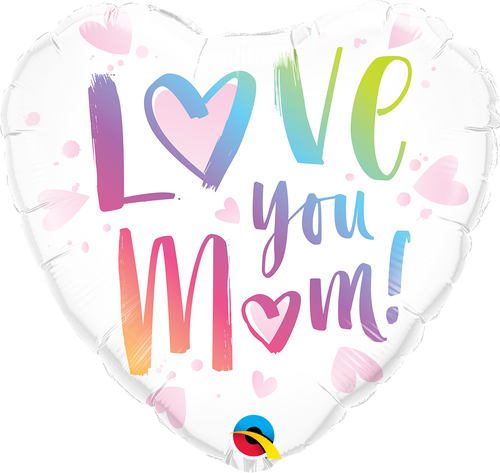 Love You Mom Heart Foil Balloon