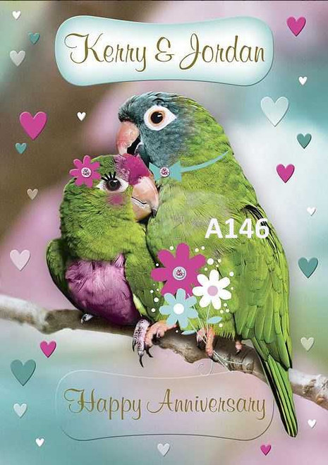 Personalised Love Parrots Card