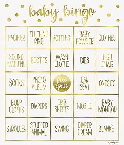 Baby Shower Bingo Game | Gold Foil Baby Shower Bingo Kit (16cm x 25cm) - Luxury Stamped Party Game Set - Perfect for Memorable Baby Shower Events - 8 Pcs
