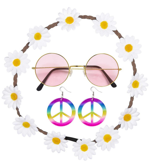 Hippie Set - flower headband, earrings, glasses
