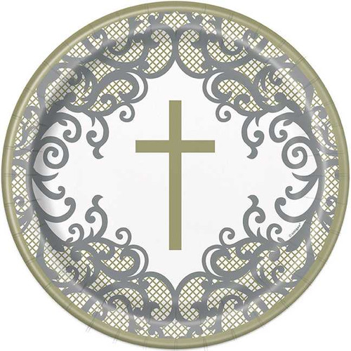 Fancy Gold Cross Plates | Fancy Gold Cross Round Dinner Plates (22cm) - Elegant & Unique Tableware