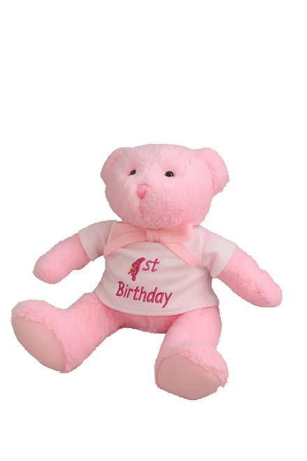 Personalised Pink 1st Birthday Teddy