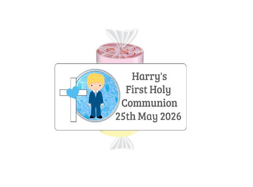 Personalised Blonde Communion Boy Lovehearts (9 Pack)