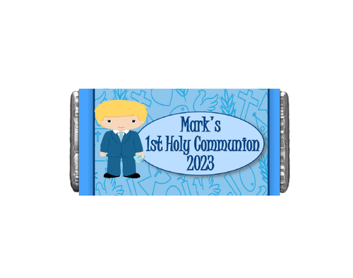 Personalised Blonde Communion Boy Chocolate Bars (7 Pack)