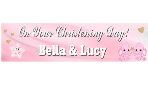 Personalised Twin Girls Christening Party Banner