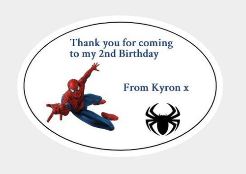 Personalised Spiderman Oval Labels (8 Pack)