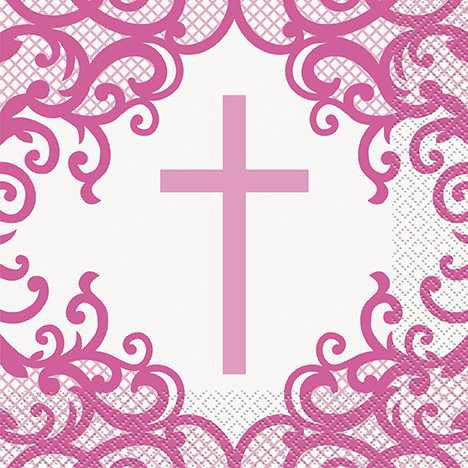 Fancy Pink Cross Napkins