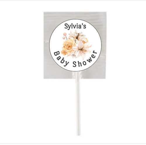 Personalised Baby Shower Floral Lollipops (15 Pack)