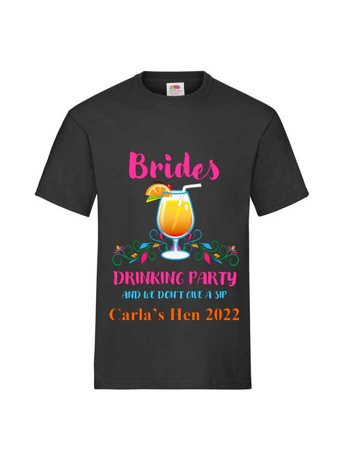 Personalised Bride's Drinking Party T-Shirt | He Party T-Shirts