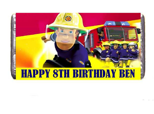 Personalised Fireman Sam Chocolate Bar (7 Pack)
