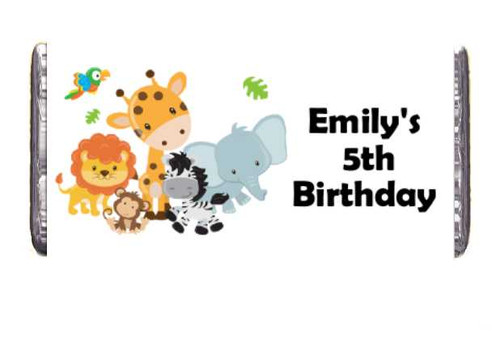 Personalised Safari Animals Chocolate Bars (7 Pack)