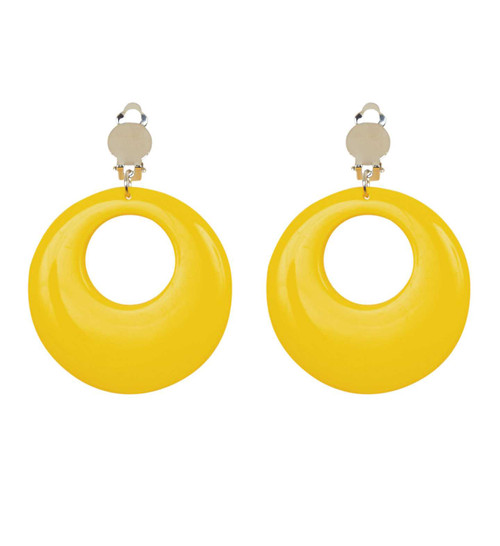 Neon Yellow Earrings | 80s Fancy Dress Costume Accessories