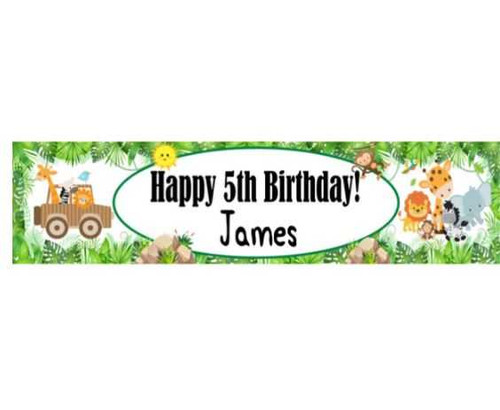 Personalised Safari Animals Party Banner | Safari Party Supplies | 
Personalised Kids Birthday Banners