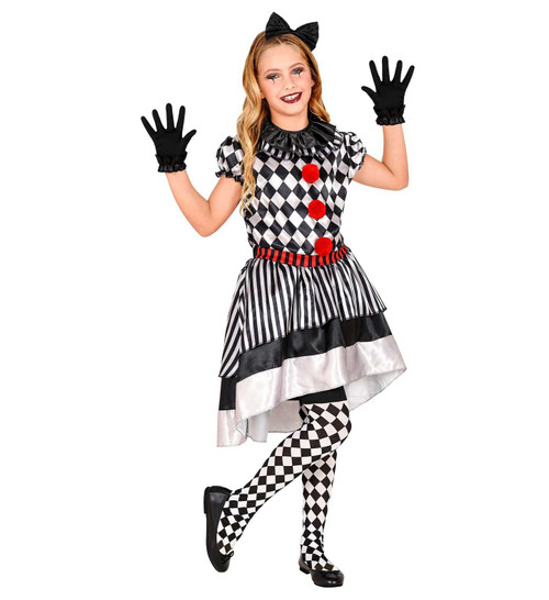 Girls Harlequin Vintage Clown Costume | Girls Fancy Dress