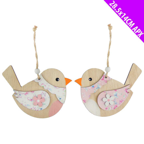 Floral Wooden Bird Decoration