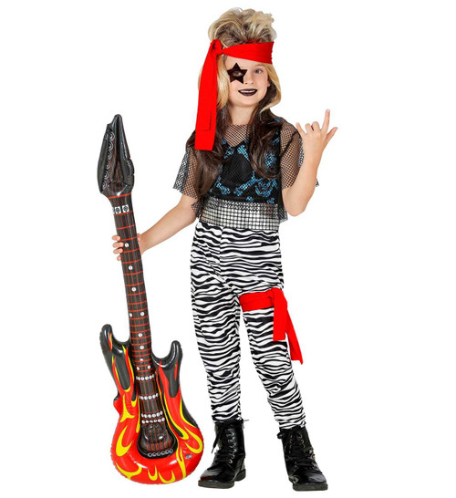 Kids Rock Star Costume - tank top, mesh crop top, pants, belt, leg band, bandana