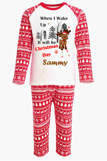 Personalised When I Wake Reindeer Pyjamas