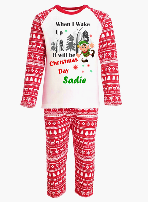 Personalised Kids When I Wake Elf Pyjamas