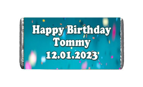 Personalised Happy Birthday Blue Chocolate Bars (7 Pack)