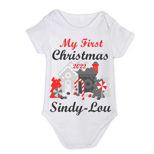 Personalised My First Christmas Red Baby Vest