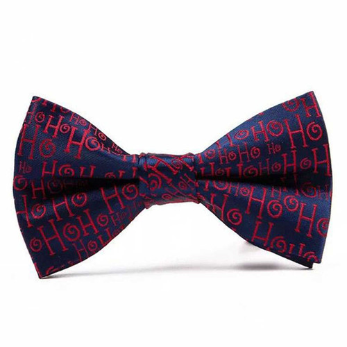 Navy Ho Ho Ho Christmas Bowtie