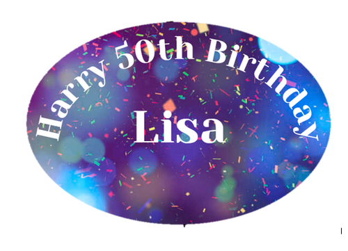 Personalised Purple Birthday Oval Labels (8 Pack)