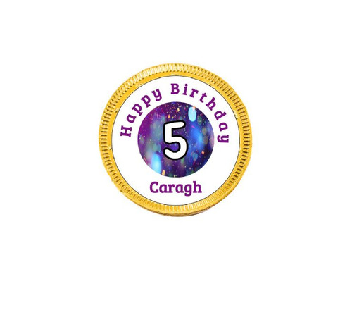 Personalised Purple Birthday Chocolate Coins (15 Pack)