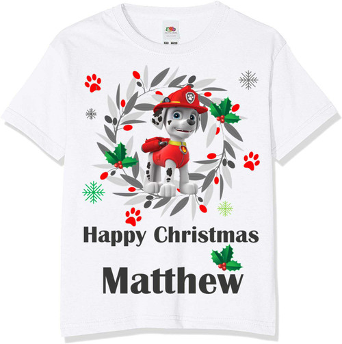Personalised Kids Marshall Christmas T-Shirt