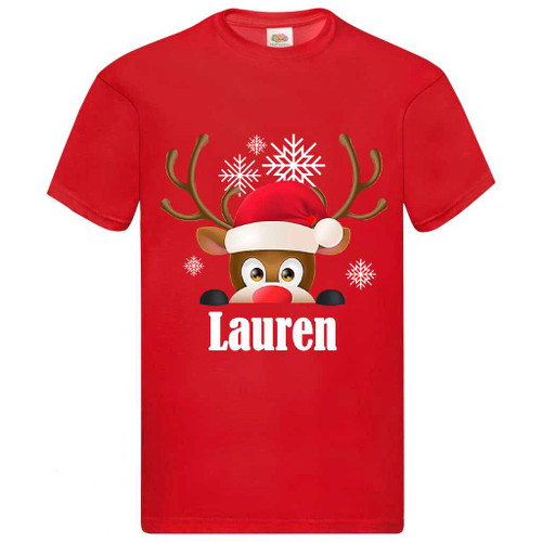 Personalised Kids Reindeer Head Christmas T-Shirt