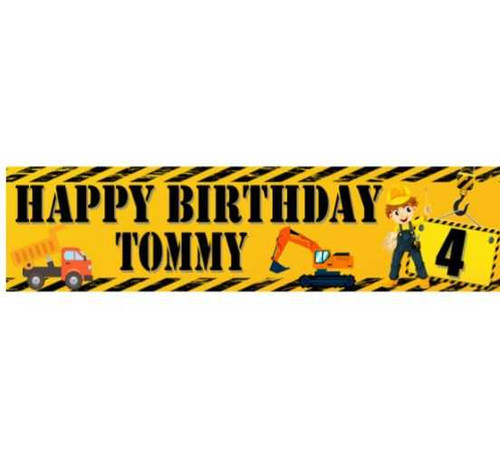 Personalised Construction Party Banner
