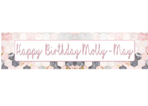 Personalised Rose Gold Marble Birthday Banner