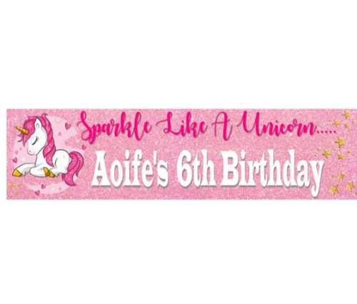 Personalised Sparkle Like A Unicorn Banner | Unicorn Birthday Banner | Personalised Girls Birthday Banner