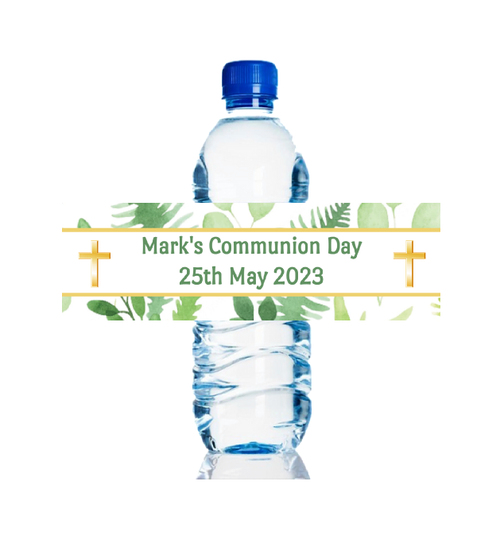 Personalised Green Leaf Communion Bottle Labels (4 Pack)