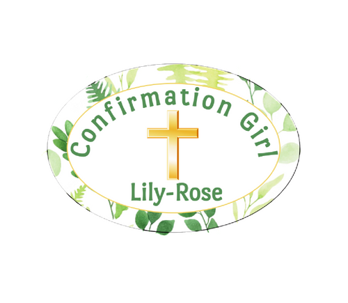 Personalised Green Leaf Confirmation Bag Labels (8 Pack)