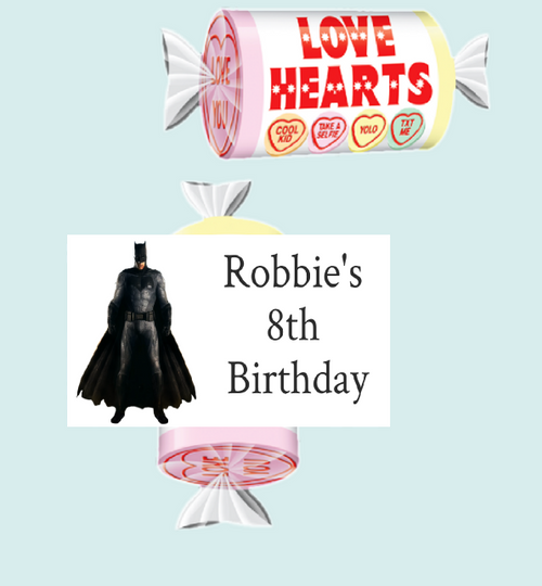 Personalised Batman Loveheart Sweets (9 Pack)